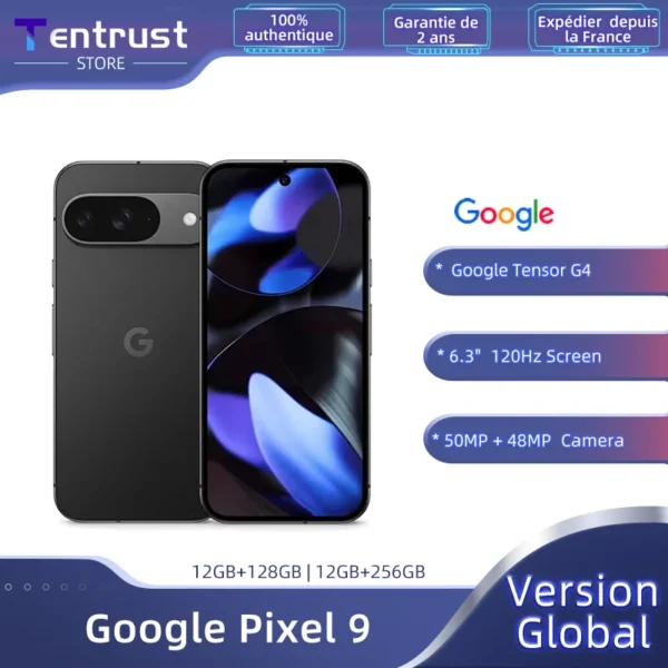 Google-Smartphone Pixel 9 5G, Tensor G4, pantalla OLED de 6,3 pulgadas, 120Hz, cámara de 50MP, batería de 4700 mAh, Android 14, NFC