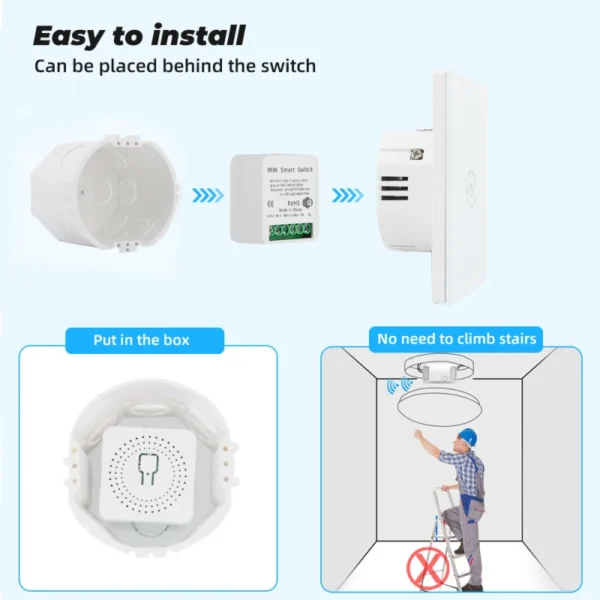 Mini interruptor inteligente Tuya, Wifi, 2 vías, inalámbrico, 16A, Monitor de alimentación, Control de casa inteligente a través de Smart Life, Alexa, Alice, Google Home - Imagen 3