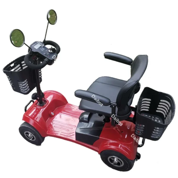Patinete de movilidad familiar plegable, 4 ruedas para personas mayores discapacitadas, 2 asientos, batería giratoria 365, Scooter Eléctrico extraíble para padres e hijos - Imagen 3