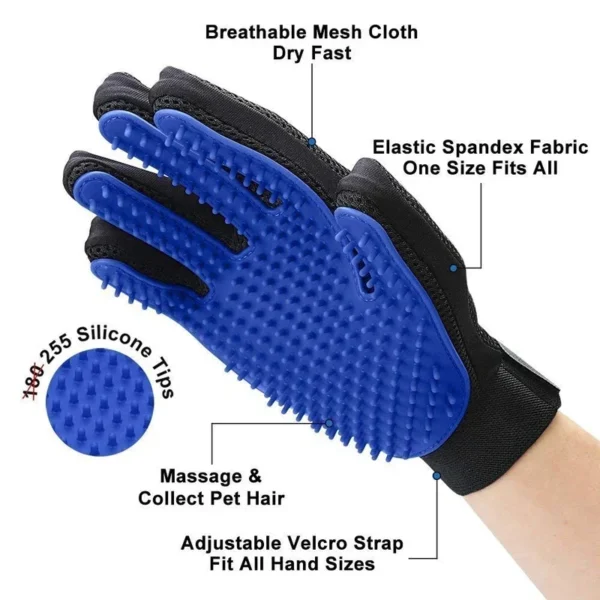 Guantes de silicona para aseo de mascotas, cepillo de pelo y peine para bañarse, limpieza de perros, depilación para perros, suministros de uso para animales - Imagen 3