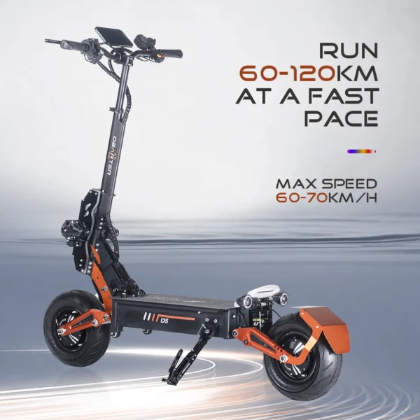 OBARTER-patinete eléctrico D5, Scooter con neumático de vacío de 12 pulgadas, 2x2500W, Motor de 60-70 km/h, velocidad máxima, batería extraíble de 35Ah, superalcance de 60-120km - Imagen 4