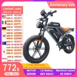 ZPW bicicleta eléctrica para adultos 2000W 48V60AH frenos de disco neumático ancho de 20 pulgadas para bicicletas eléctricas de montaña con pantalla LED grande para bicicleta eléctrica