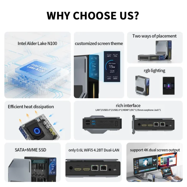 FIREBAT-ordenador portátil S1 Intel N100, Mini PC, DDR4, 16GB RAM, 512GB SSD, Windows 11, BT4.2, HDMI Dual - Imagen 2