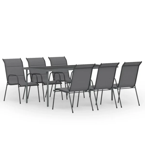 Muebles de acero antracita para comedor, 7 piezas, para exteriores - Imagen 2