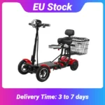 Patinete de movilidad plegable, 4 ruedas, 250W, Motor Dual, portátil, plegable, Scooter Eléctrico de cuatro ruedas para personas mayores, Stock europeo