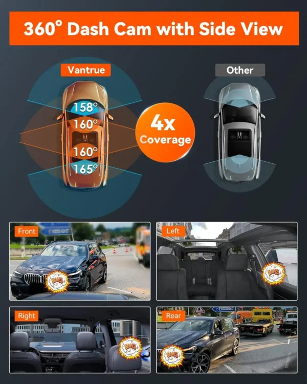 Cámara de salpicadero GPS 4CH 4*1080P DVR para coche 360 ° Cámara de coche de todos los lados, Dashcam de 4 lentes, Monitor de estacionamiento 24H, grabadora de vídeo automática de visión nocturna - Imagen 3