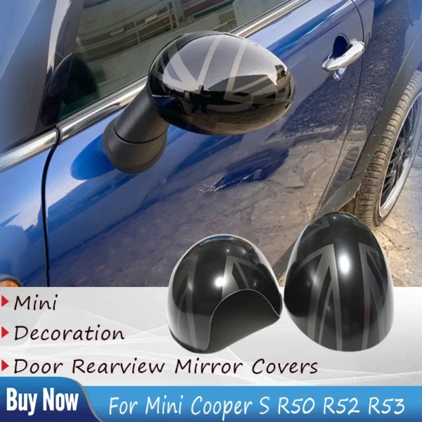 Para Mini Cooper S Hatchback Convertible R50 R52 R53 la bandera negra cubiertas para espejo retrovisor decoración accesorios de coche