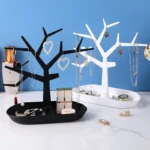 Colgador de árbol, soporte para collar, pendientes creativos, estante de almacenamiento de anillos, joyería creativa, collar, pulsera, estante de presentación de joyería, 1 ud.