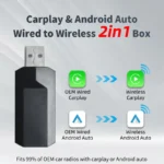 Mini caja de IA para coche, Carplay adaptador inalámbrico para Apple, Android, OEM, con cable, CarPlay, Plug and Play