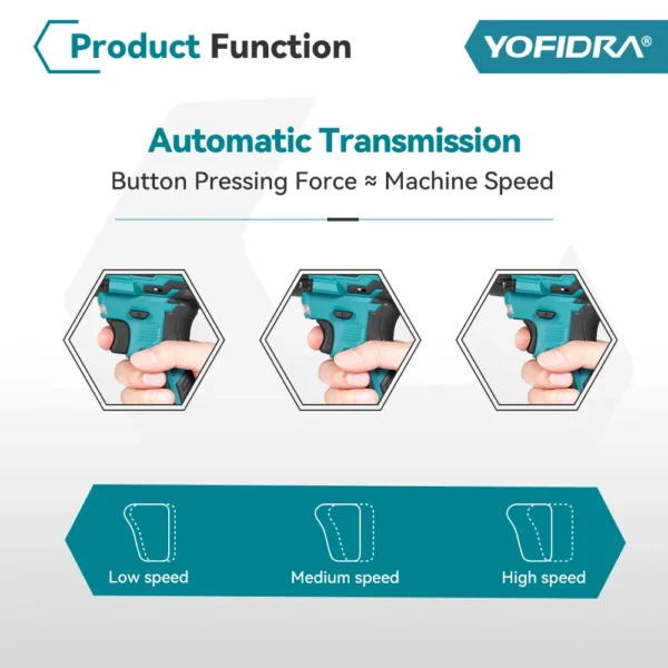 YOFIDRA-llave de impacto eléctrica sin escobillas, destornillador de mano inalámbrico para coche, juego de enchufes para batería Makita de 18V, 1/2 ", 1000N.M - Imagen 4