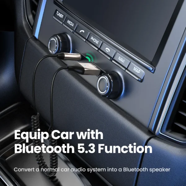 UGREEN-receptor Bluetooth 5,3, adaptador manos libres para coche, Kits de Audio AUX, Jack de 3,5mm, receptor inalámbrico de música para coche, transmisor BT - Imagen 2