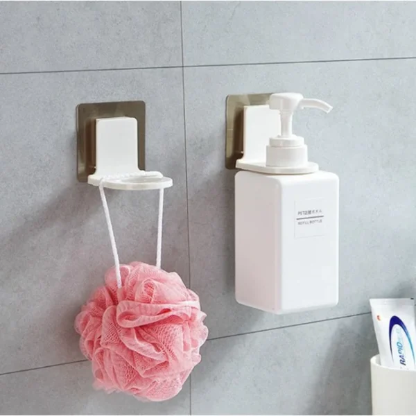 Estante autoadhesivo para botellas de champú montado en la pared, organizador de Gel de ducha y jabón líquido, soporte de gancho, estantes, colgador, accesorios de baño - Imagen 2