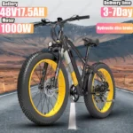 Bicicleta Eléctrica XC4000 Aldult, Motor de 1000W, batería de litio de 48V y 17,5 Ah, neumáticos anchos de 26 pulgadas, freno de disco hidráulico