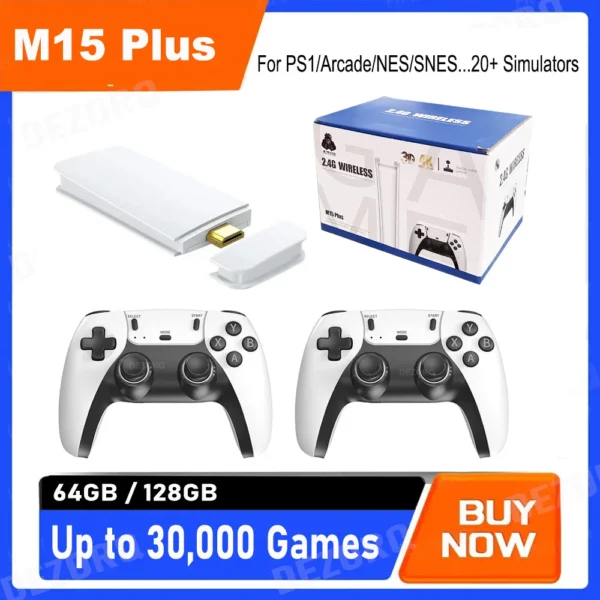 Consolas de videojuegos Retro HD M15 Plus Consolas con más de 20000 juegos integrados Gamepads inalámbricos TV Game Stick portátil para PS1/NES