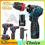 Destornillador eléctrico 2 en 1 de 21/18/16,8 V, taladro de litio, herramienta eléctrica de 45/55Nm, Motor sin escobillas, práctico destornillador para reparación del hogar
