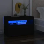 Mesita de noche con luces LED Negro 60x35x40 cm