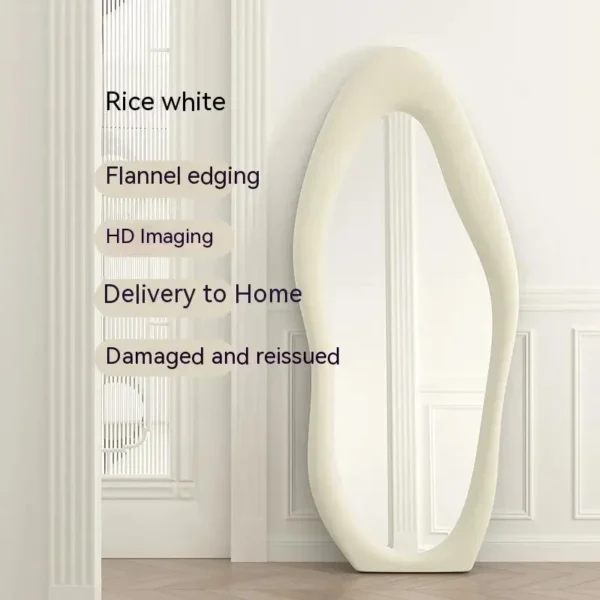 CX392LF Espejo de cuerpo completo de 180cm, espejo de tocador Irregular para suelo de nube, montaje para el hogar, baño, decoración de pared nórdica Entero de cristal - Imagen 3