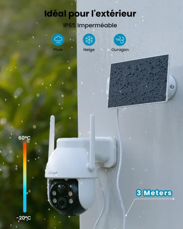 Iegeek 2k 3mp 360 ° PTZ Cámara de vigilancia solar al aire libre de alta definición, batería al aire libre con sensor deportivo pir, visión nocturna en color - Imagen 4