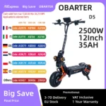 OBARTER-patinete eléctrico D5, Scooter con neumático de vacío de 12 pulgadas, 2x2500W, Motor de 60-70 km/h, velocidad máxima, batería extraíble de 35Ah, superalcance de 60-120km