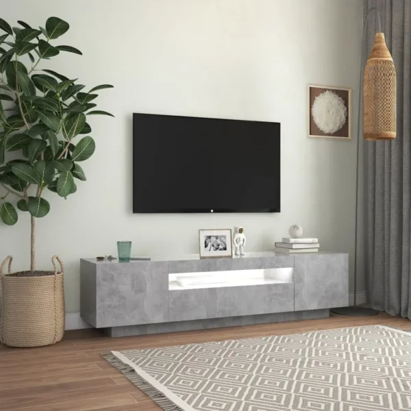 Armario de TV con luces LED, gris hormigón, 160x35x40 cm - Imagen 4