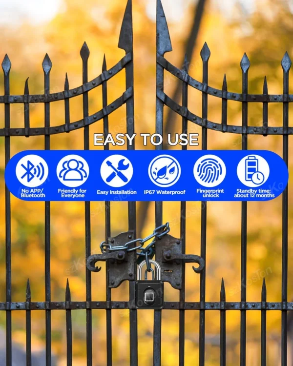 Candado con huella digital para maleta de equipaje, candado impermeable IP67, candado inteligente sin llave, cerradura biométrica, candado de gimnasio - Imagen 6