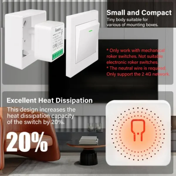 16A WiFi Tuya interruptor inteligente Mini módulo de interruptor de 2 vías con Monitor de energía Control de hogar inteligente a través de Alexa Google Alice SmartLife - Imagen 2