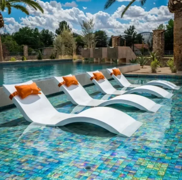 Tumbona para piscina con cubierta al aire libre, silla reclinable para piscina y jardín en agua, tumbona con repisa