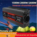 Inversor de corriente 1500W/2000W/2600W pantalla LCD DC 12V a AC 220V Solar 2 USB transformador de coche convertir enchufe de la UE onda sinusoidal modificada