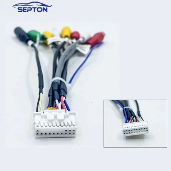 SEPTON-arnés de cables de salida, línea de interfaz de micrófono, adaptador de Cable RCA Universal de 3,5mm, Conector de cableado de 20 pines para Radio de coche Android - Imagen 6