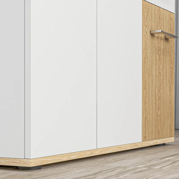 HOMCOM Aparador de Salón Moderno con 2 Cajones 90x30x75,5 cm Blanco y Natural - Imagen 6