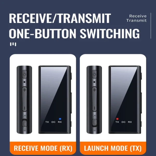 Transmisor receptor de Audio Bluetooth 5,4 2 en 1, adaptador inalámbrico estéreo Hifi, AUX de 3,5 MM con micrófono para coche, TV, PC, altavoz con cable - Imagen 6