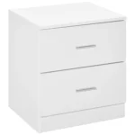 HOMCOM Mesita de Noche Moderna con 2 Cajones 45x39,5x49 cm Blanco