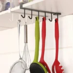 Soporte para tazas de café con 6 ganchos, armario de plástico, estante de almacenamiento para cocina, estante con gancho multifunción, organizador de artículos diversos, colgador de almacenamiento