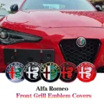 Cubiertas de emblema de parrilla delantera de coche para Alfa Romeo Giulietta GT 159 147 156, perilla de consola central, pegatina Interior, accesorios para automóviles, 1 unidad