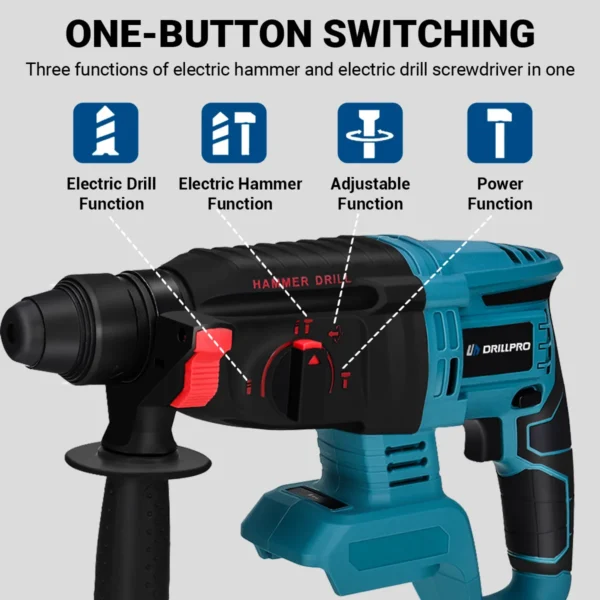Drillpro-Juego de herramientas eléctricas, llave eléctrica de 800N.M, martillo rotativo, taladro eléctrico de 13mm, amoladora angular de 125mm para Mak de 18V - Imagen 4