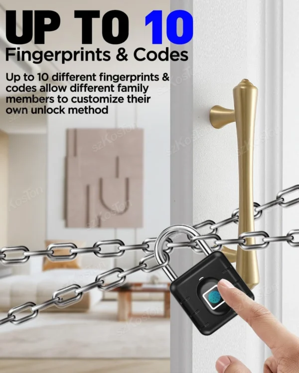 Candado con huella digital para maleta de equipaje, candado impermeable IP67, candado inteligente sin llave, cerradura biométrica, candado de gimnasio - Imagen 3