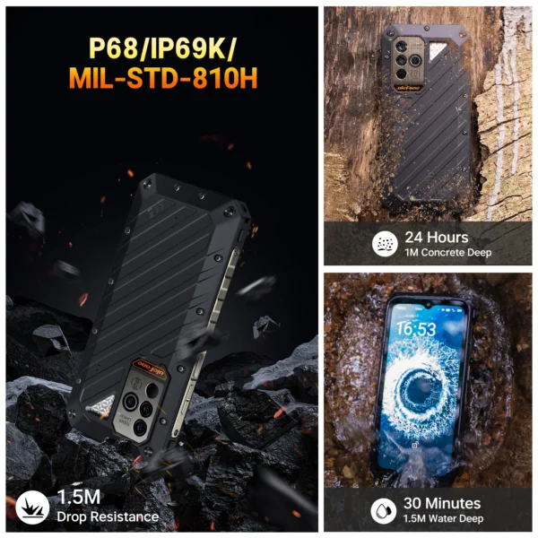 Ulefone-Power Armor 18 Ultra 5G, Dimensity, 7050,24GB RAM,512GB ROM, Android, cámara de 13,108MP, 9600 mAh, 66W, 6,58 "FHD + 120Hz - Imagen 6