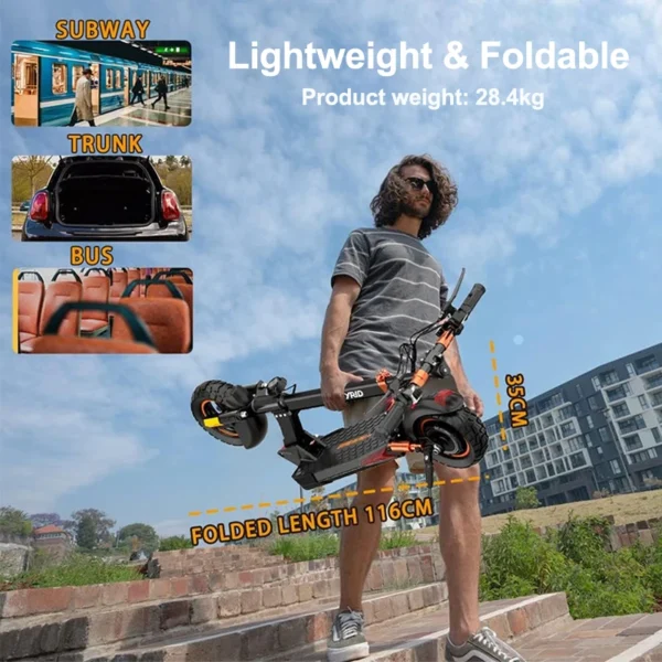 Mankeel-patinete eléctrico MX-14 para adultos, Scooter con neumático todoterreno lleno de aire de 10 ", rango máximo de 60km, sistema de frenado Dual, 800W, 10Ah - Imagen 6