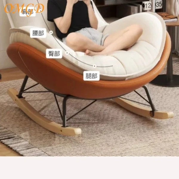 Mecedora de pingüino reclinable, balcón moderno, silla de ocio para el hogar, sala de estar individual, sofá perezoso de ocio ligero de lujo, mecedora - Imagen 3