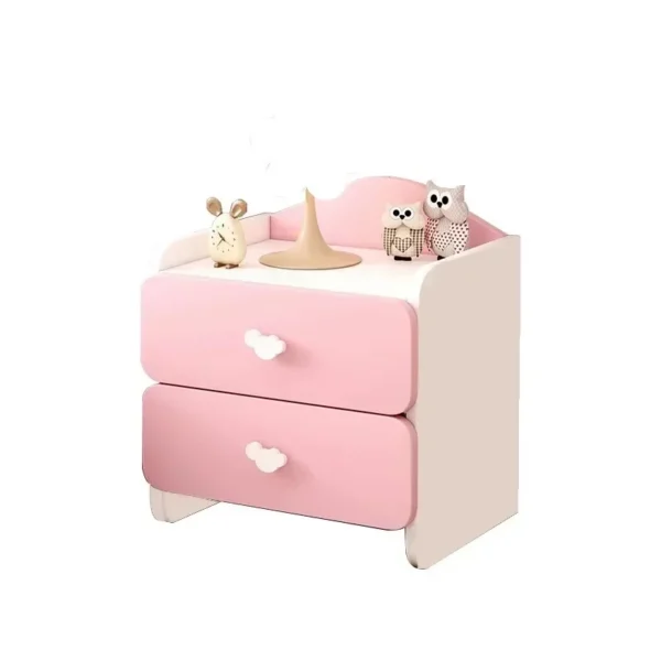 Mesita de noche moderna con cajones dobles, bonita mesita de noche para niños, armario blanco multifuncional para dormitorios de niñas - Imagen 6