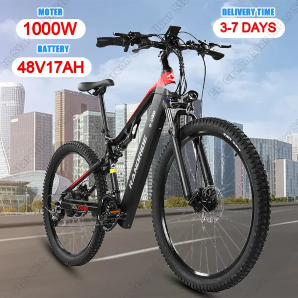 Rad Ride-bicicleta eléctrica YG90, bici con Motor de 1000W, 48V, 17Ah, velocidad máxima de 45 km/h, batería de 27,5 pulgadas, neumáticos todoterreno, freno hidráulico de montaña