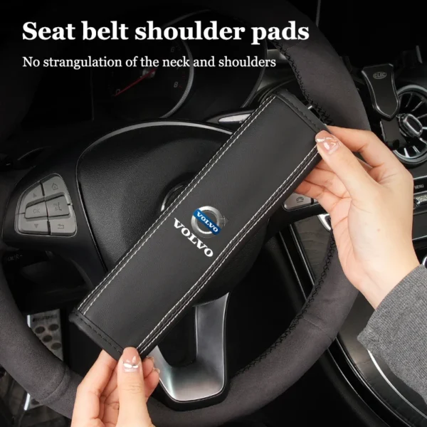 Almohadilla de hombro con logotipo de coche, cubierta de cinturón de seguridad de cuero, accesorios para Volvo XC40 S60 S80 S90 XC60 XC70 XC90 V40 V60 V90, 2 uds. - Imagen 3