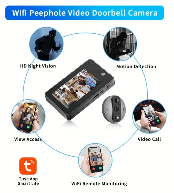 Smart Life-intercomunicador de puerta inalámbrico para casa, timbres digitales con cámara, Alexa, 3MP, 2,4G, Wifi, vídeo - Imagen 3
