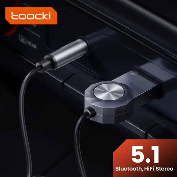 Toocki-adaptador auxiliar Bluetooth 3,5 para coche, Dongle USB a conector de 5,1mm, Kit de manos libres para receptor, transmisor BT
