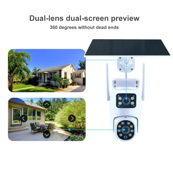 Tuya-cámara Solar WiFi para exteriores, 10MP, doble lente, 4K, pantalla Dual, PTZ, inalámbrica, batería de baja potencia, cámara de seguridad PIR, seguimiento automático - Imagen 2