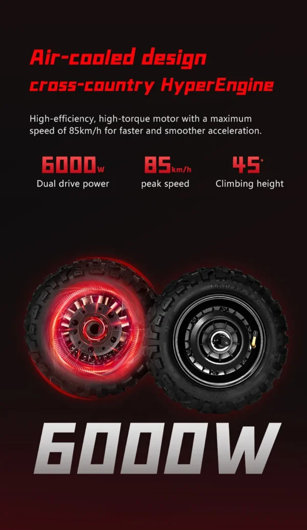 BOYUEDA-patinete eléctrico S5-11, Motor de 2x3000W, batería de 60V y 38Ah, patinete con neumáticos de 11 pulgadas, velocidad máxima de 85 km/h, frenos de disco, pantalla LCD - Imagen 6