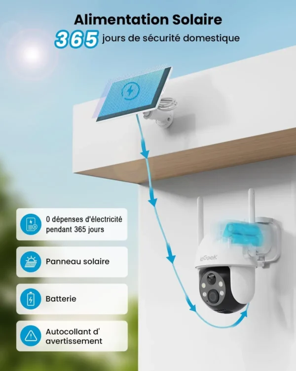 Iegeek 2k 3mp 360 ° PTZ Cámara de vigilancia solar al aire libre de alta definición, batería al aire libre con sensor deportivo pir, visión nocturna en color - Imagen 5