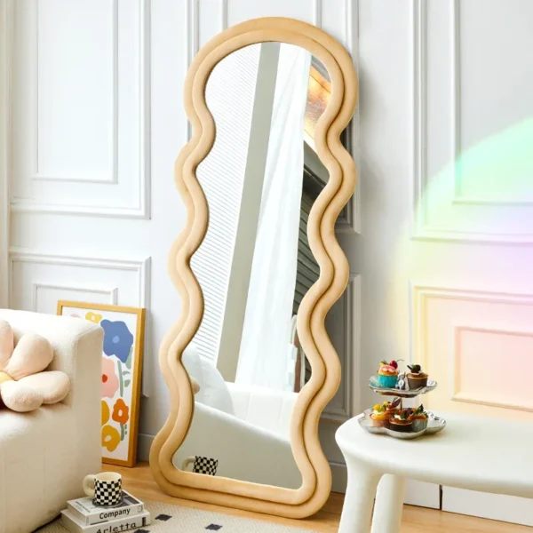 Espejo de suelo ondulado para jardín, artículos de cuerpo completo, Cosméticos irregulares, luna de viaje, portátil, personalizado, decoraciones para el hogar - Imagen 4