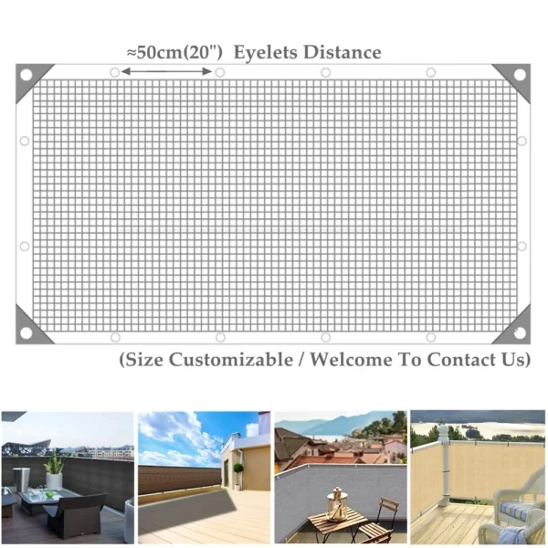 90% sombreado transpirable balcón pantalla de privacidad al aire libre parasol red Gazebo Patio sombra tela jardín valla red - Imagen 2