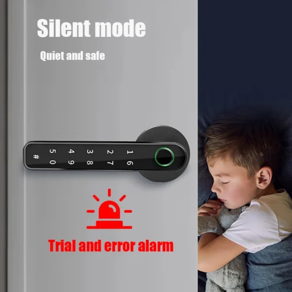 Tuya-cerradura inteligente con Control remoto por Bluetooth, cerradura con contraseña y huella dactilar, biométrica eléctrica, cerradura de puerta con pestillo único, envío desde España - Imagen 4